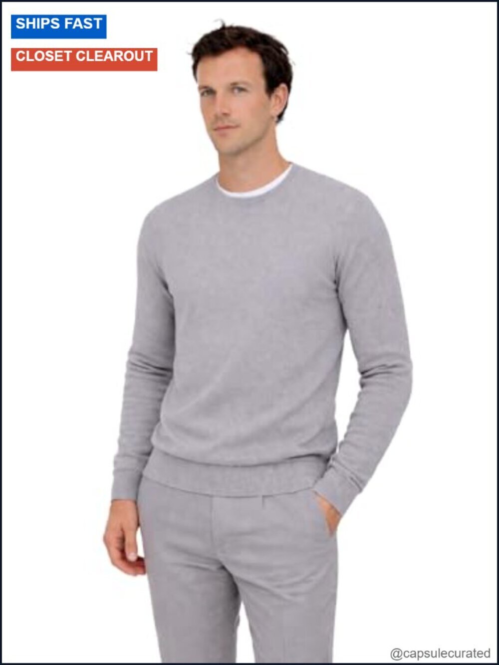 Men's Cashmere Crewneck Sweater 100% Pure Pullover Classic Long Sleeve